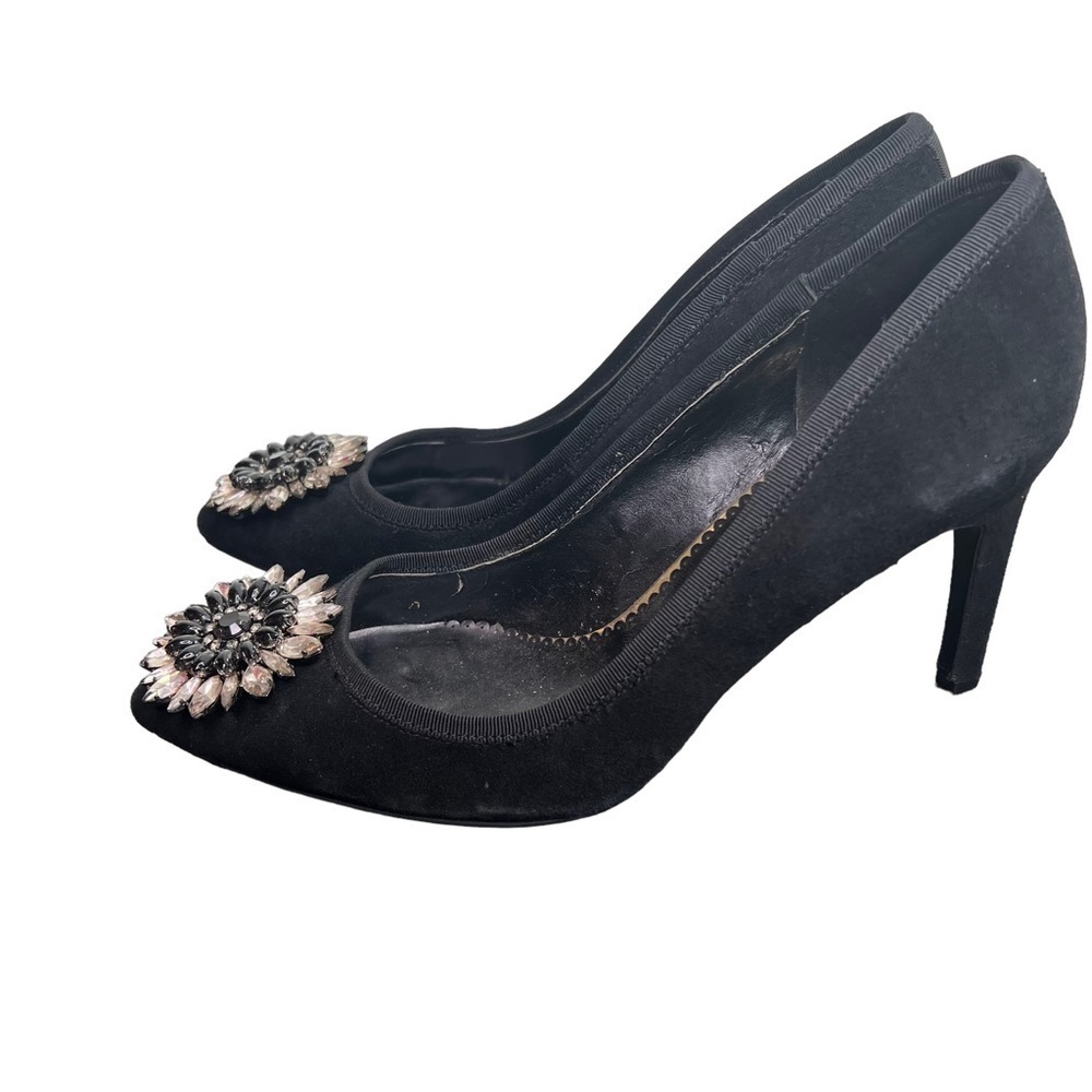 C Wonder, Black Suede Classic Pumps with Jewel Accent Size: 8 Med. #88 box - Picture 2 of 7